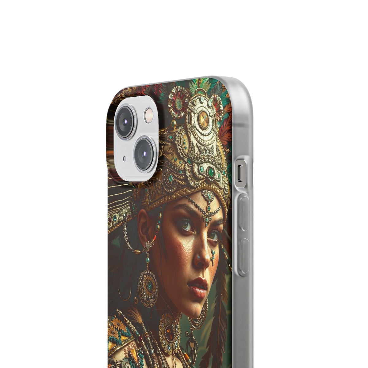 Aztec Warrior Goddess – Flexi Phone Case (iPhone & Samsung • Clear TPU • Made in USA • Personalized Option)