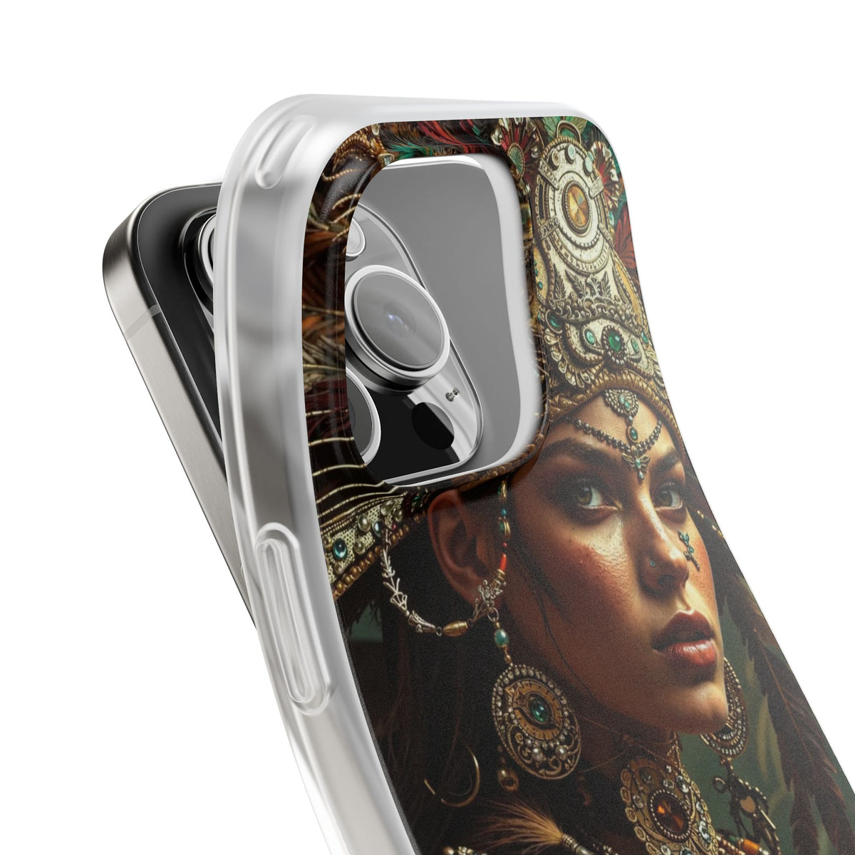 Aztec Warrior Goddess – Flexi Phone Case (iPhone & Samsung • Clear TPU • Made in USA • Personalized Option)