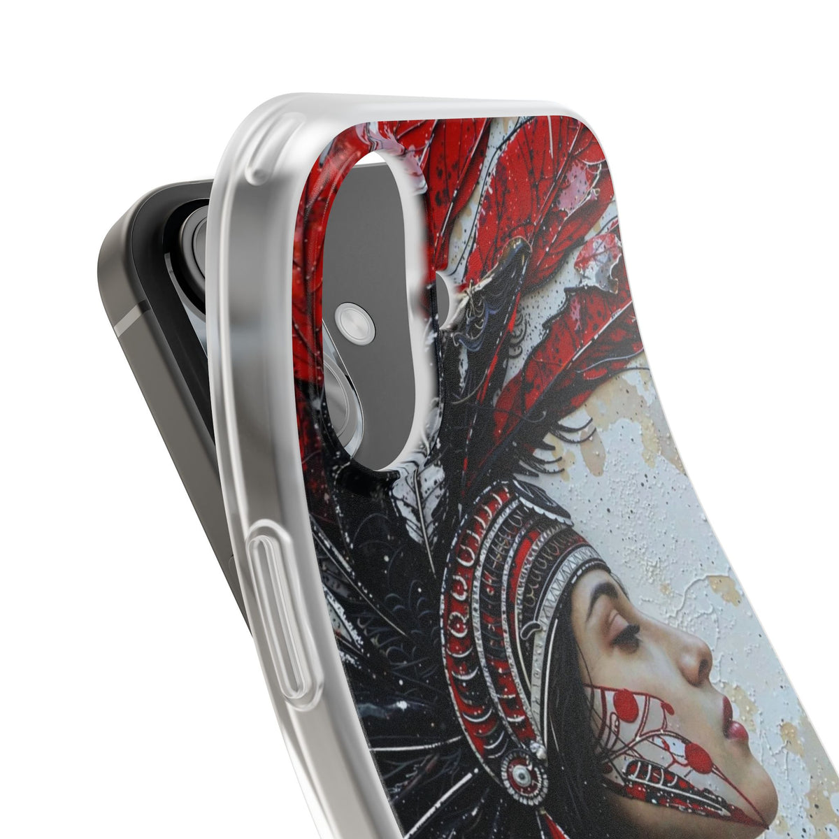 Aztec Silent Goddess – Flexi Phone Case (iPhone & Samsung • Clear TPU • Made in USA • Personalized Option)