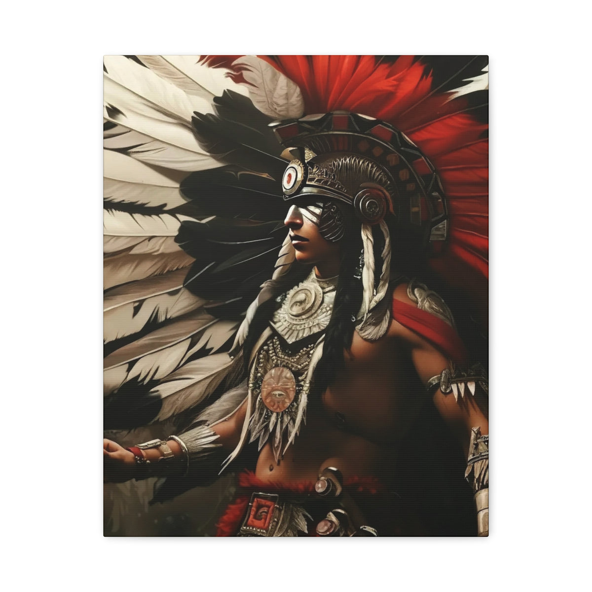 Aztec Fierce Warrior – Bold Aztec Wall Art Canvas