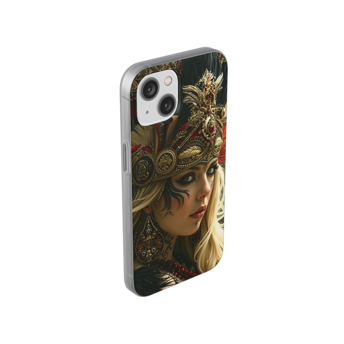 Aztec Fireheart Queen – Flexi Phone Case (iPhone & Samsung • Clear TPU • Made in USA • Personalized Option)