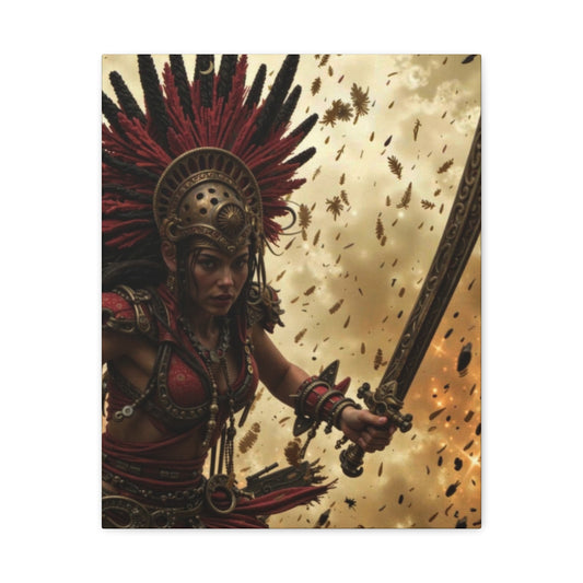 Aztec Bloodwar Queen – Bold Aztec Wall Art Canvas