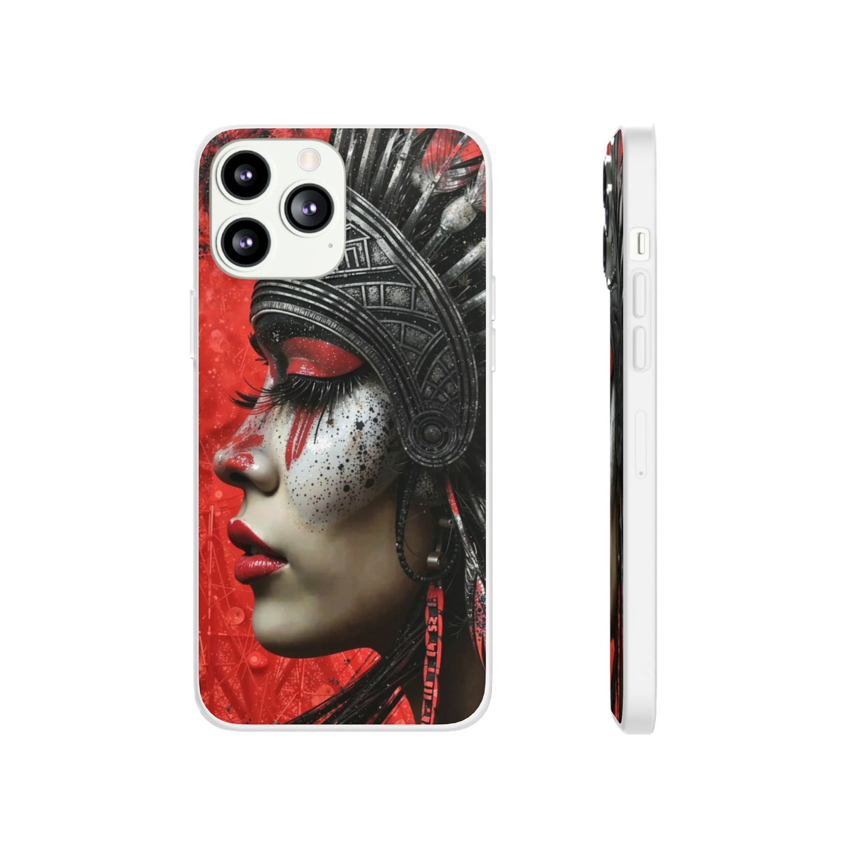 Aztec Fearless Goddess – Flexi Phone Case (iPhone & Samsung • Clear TPU • Made in USA • Personalized Option)