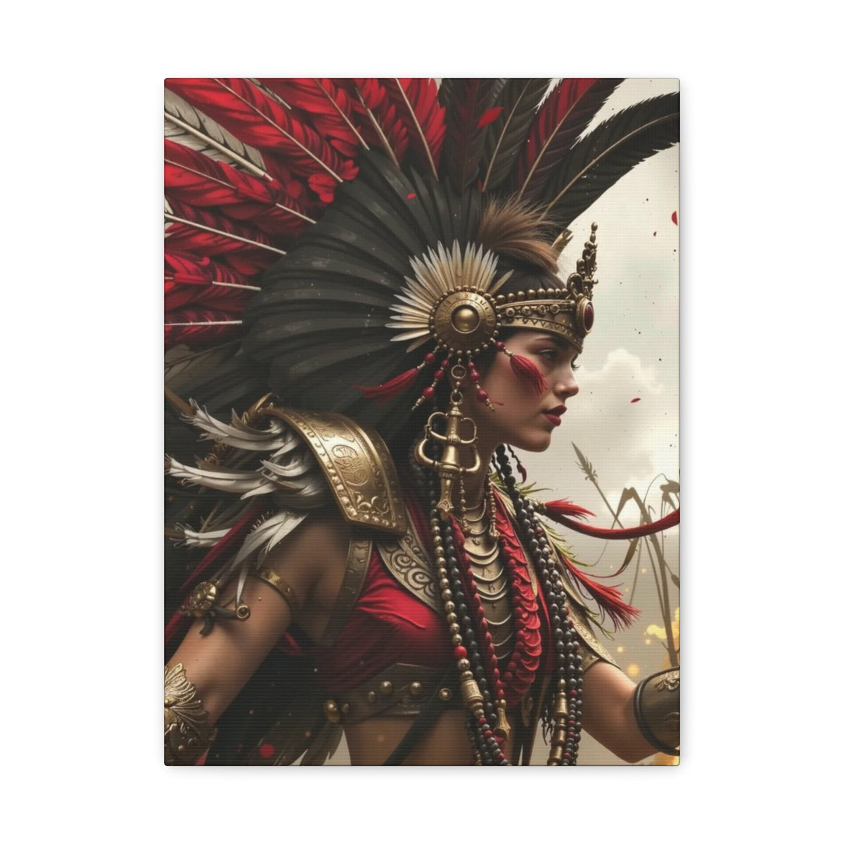 Aztec Warrior Queen – Bold Aztec Wall Art Canvas