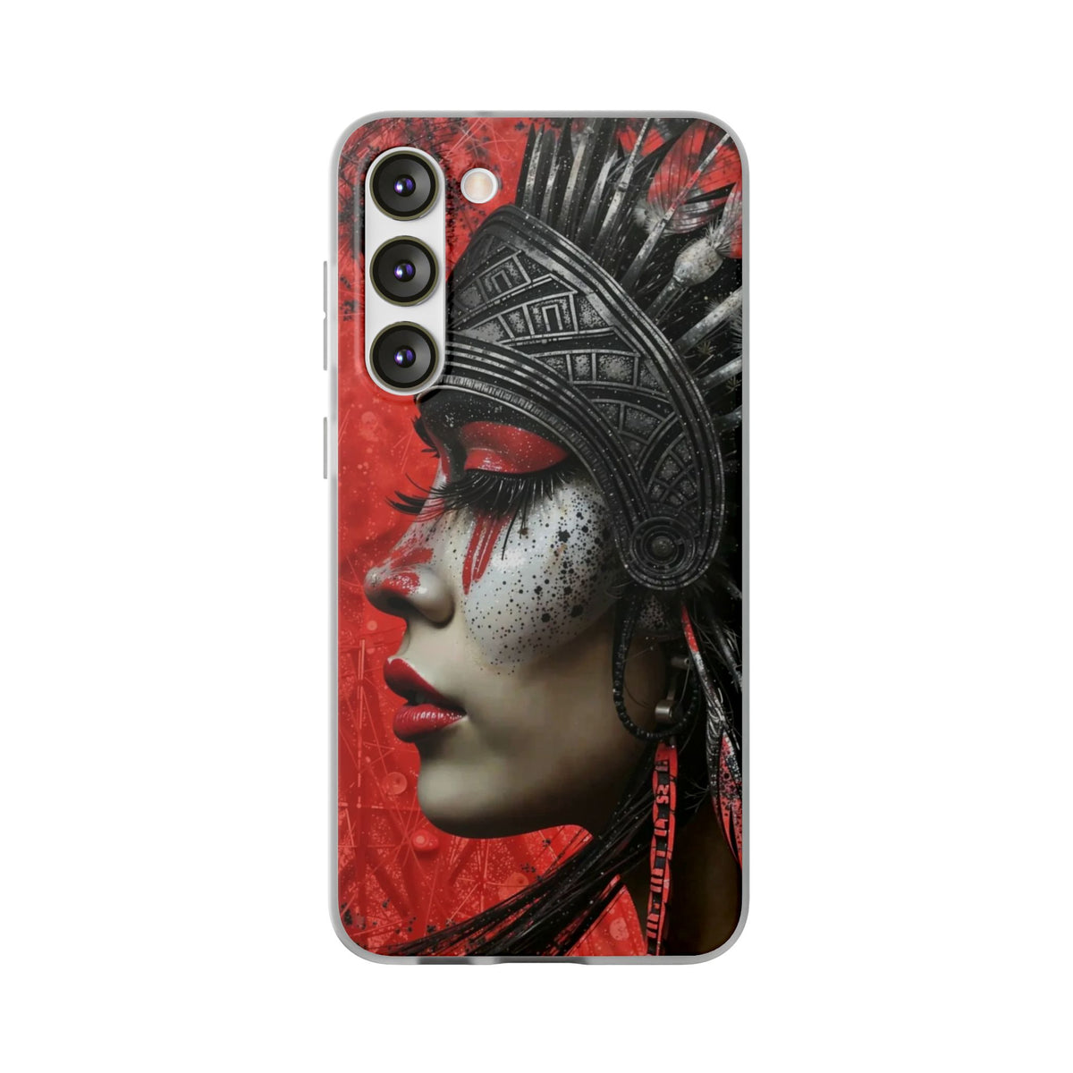 Aztec Fearless Goddess – Flexi Phone Case (iPhone & Samsung • Clear TPU • Made in USA • Personalized Option)
