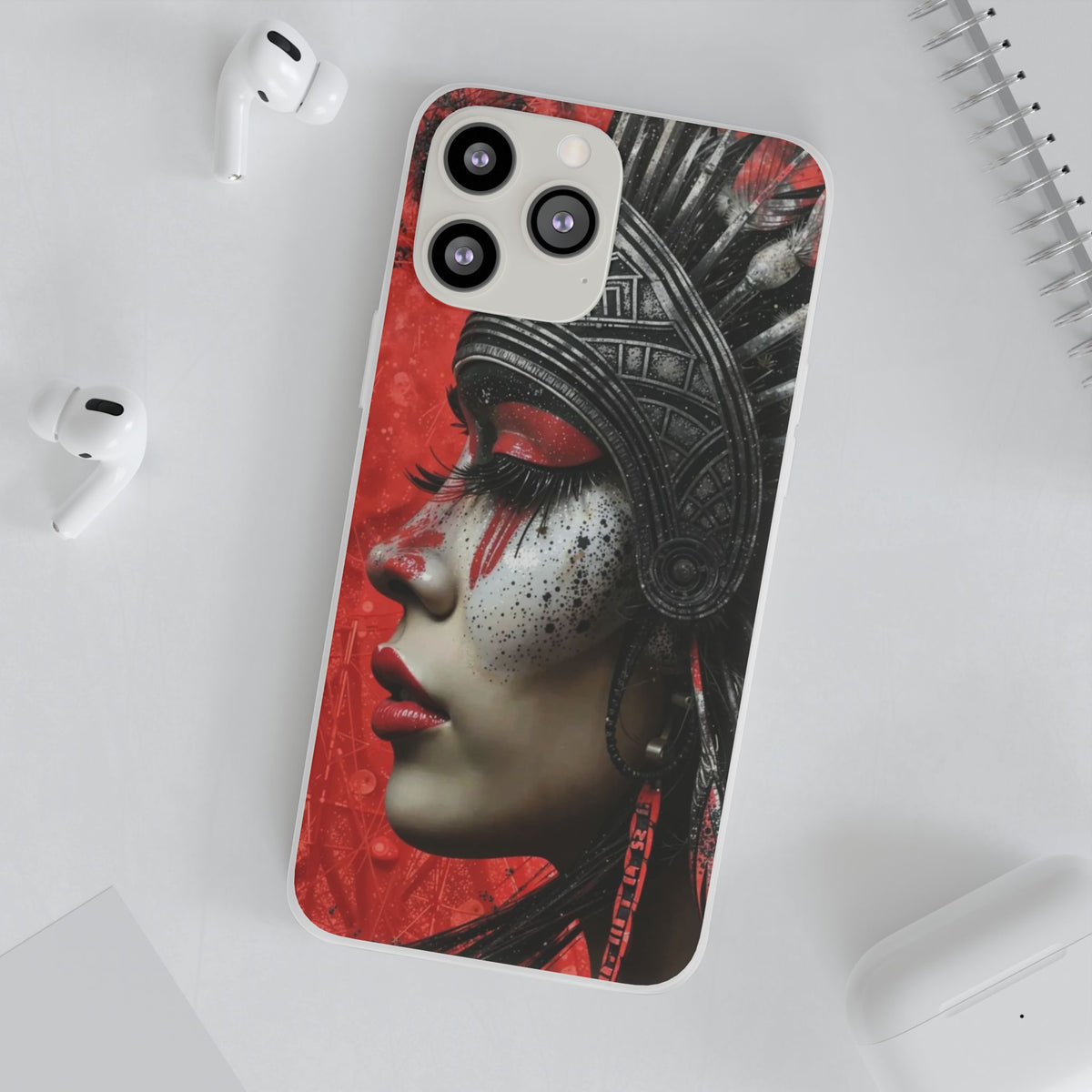 Aztec Fearless Goddess – Flexi Phone Case (iPhone & Samsung • Clear TPU • Made in USA • Personalized Option)