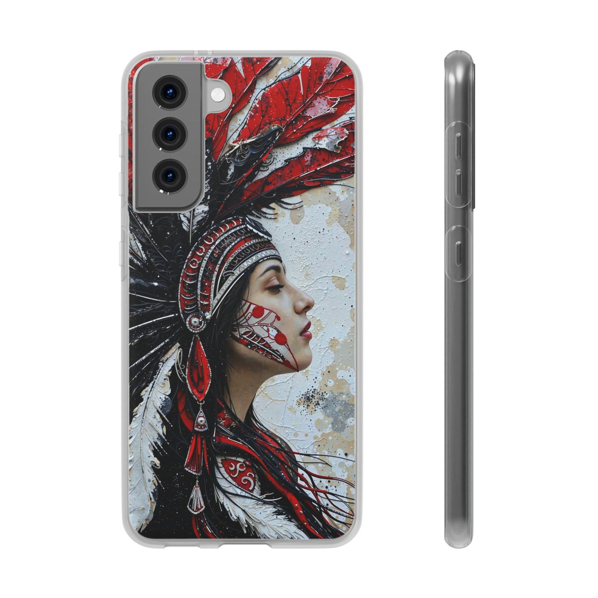 Aztec Silent Goddess – Flexi Phone Case (iPhone & Samsung • Clear TPU • Made in USA • Personalized Option)