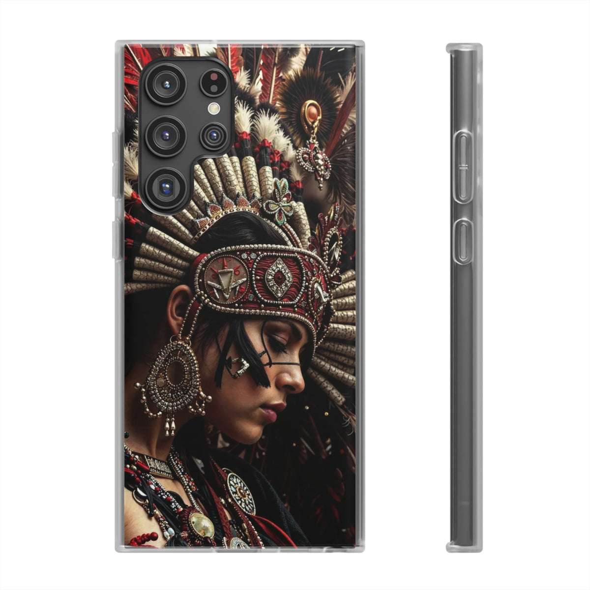 Aztec Goddess Spirit – Flexi Phone Case (iPhone & Samsung • Clear TPU • Made in USA • Personalized Option)
