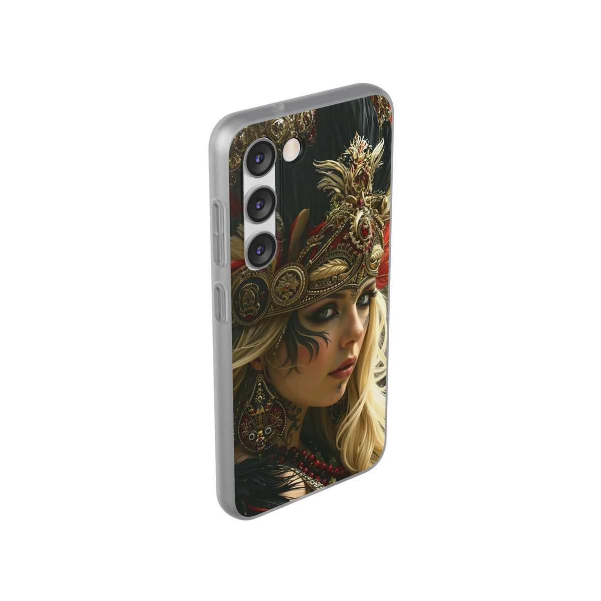 Aztec Fireheart Queen – Flexi Phone Case (iPhone & Samsung • Clear TPU • Made in USA • Personalized Option)