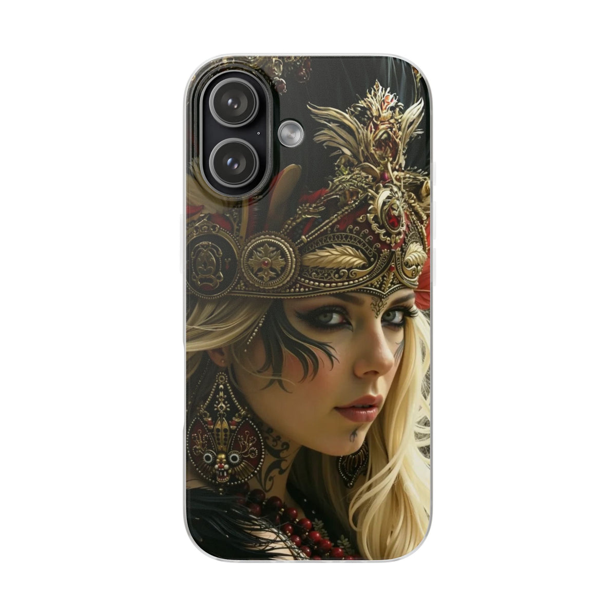 Aztec Fireheart Queen – Flexi Phone Case (iPhone & Samsung • Clear TPU • Made in USA • Personalized Option)