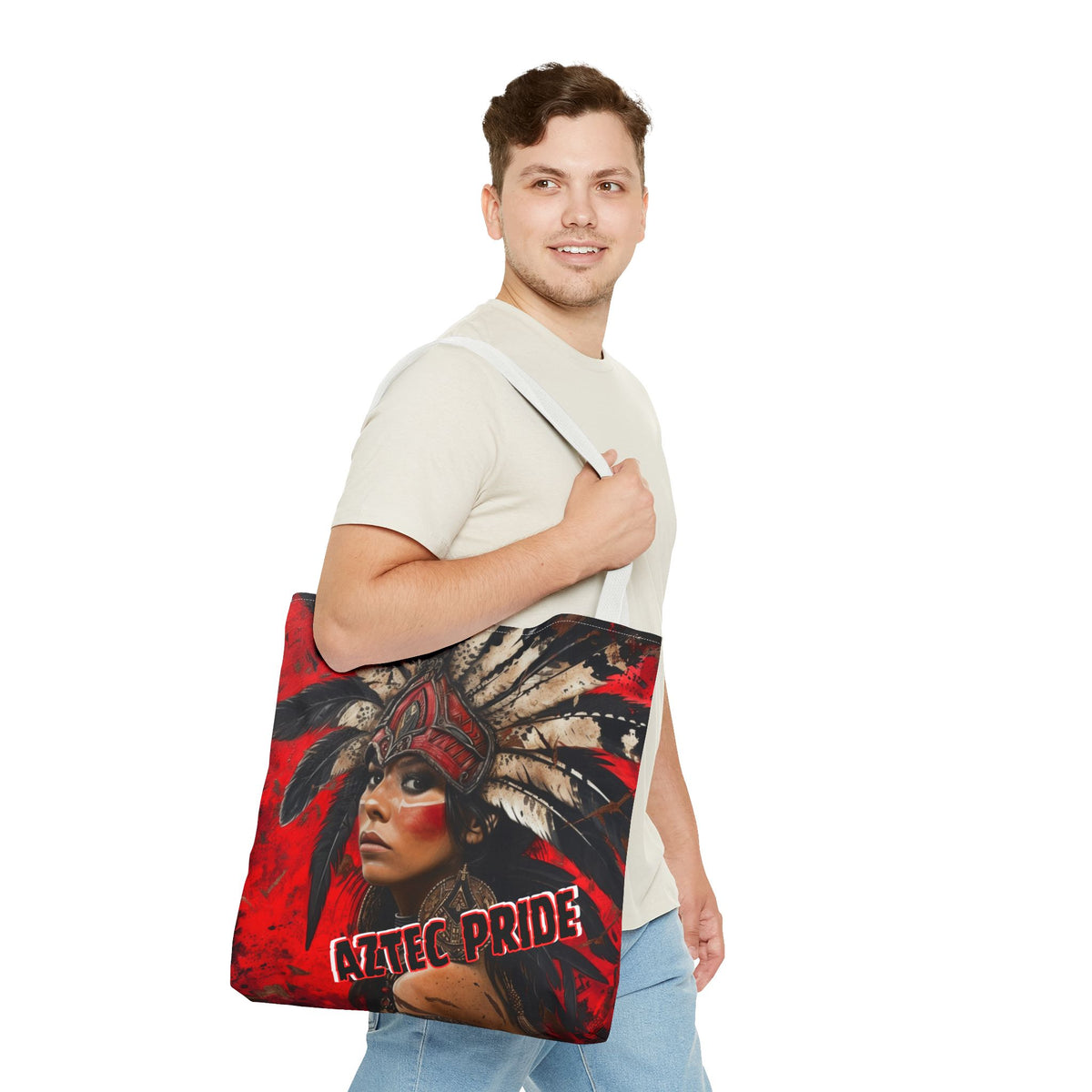 Aztec Moon Goddess Tote Bag – Aztec-Inspired Reusable Shopping Bag | GringoArte