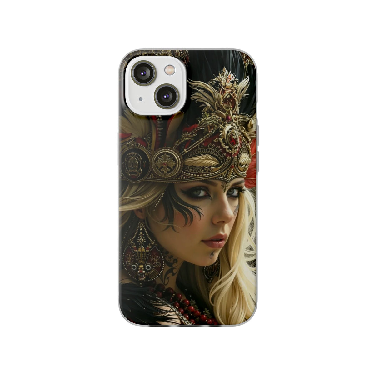 Aztec Fireheart Queen – Flexi Phone Case (iPhone & Samsung • Clear TPU • Made in USA • Personalized Option)