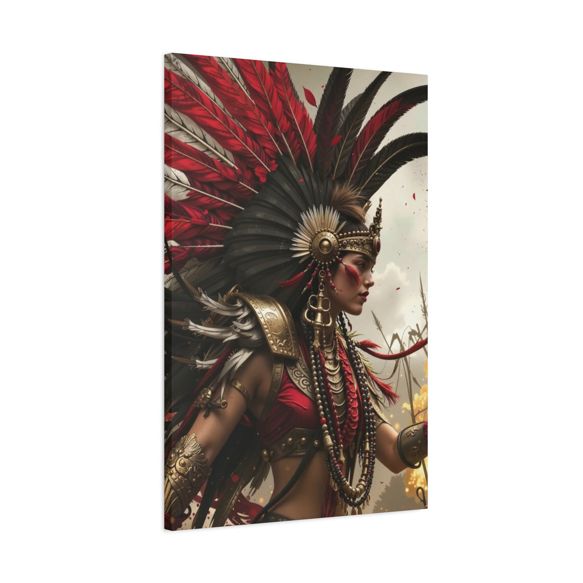 Aztec Warrior Queen – Bold Aztec Wall Art Canvas