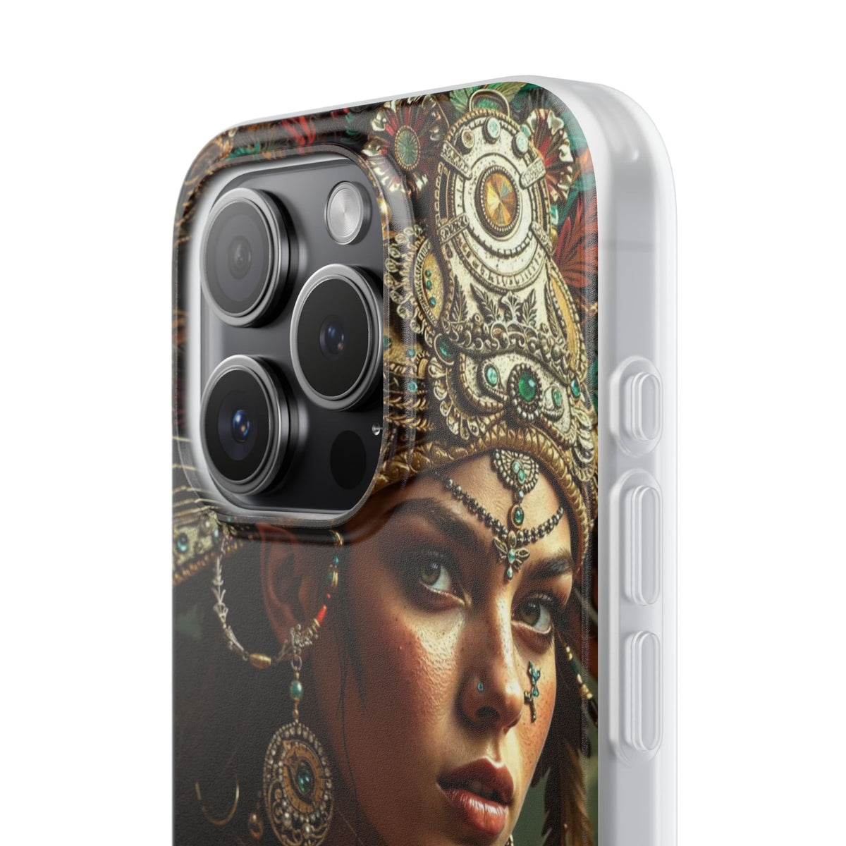 Aztec Warrior Goddess – Flexi Phone Case (iPhone & Samsung • Clear TPU • Made in USA • Personalized Option)