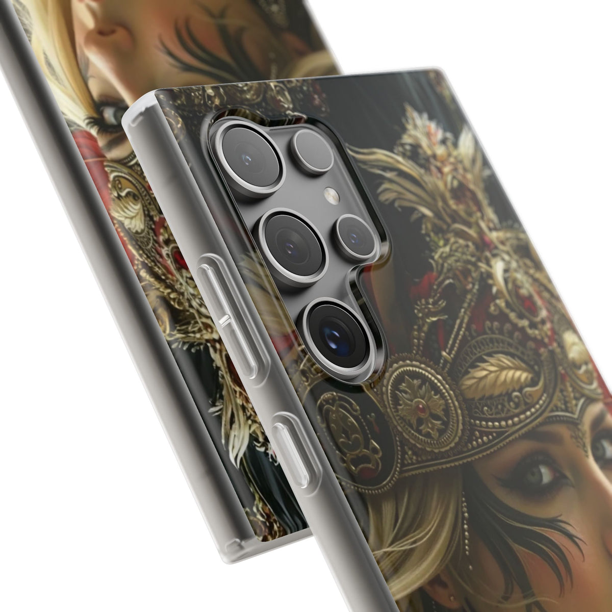 Aztec Fireheart Queen – Flexi Phone Case (iPhone & Samsung • Clear TPU • Made in USA • Personalized Option)