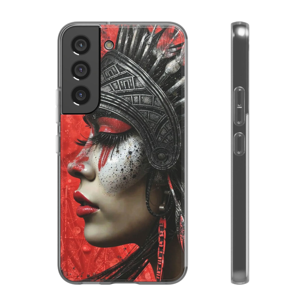 Aztec Fearless Goddess – Flexi Phone Case (iPhone & Samsung • Clear TPU • Made in USA • Personalized Option)