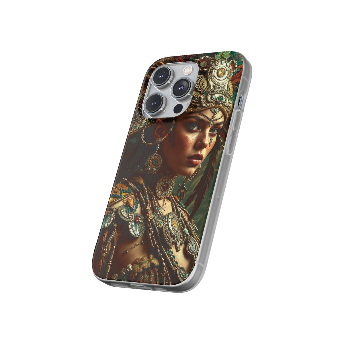 Aztec Warrior Goddess – Flexi Phone Case (iPhone & Samsung • Clear TPU • Made in USA • Personalized Option)