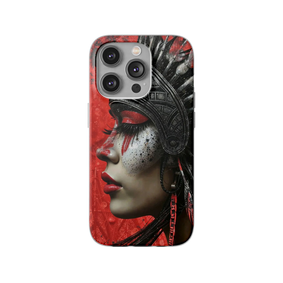 Aztec Fearless Goddess – Flexi Phone Case (iPhone & Samsung • Clear TPU • Made in USA • Personalized Option)