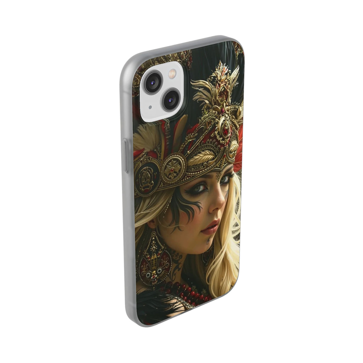 Aztec Fireheart Queen – Flexi Phone Case (iPhone & Samsung • Clear TPU • Made in USA • Personalized Option)
