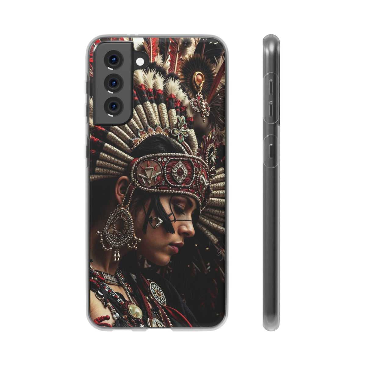 Aztec Goddess Spirit – Flexi Phone Case (iPhone & Samsung • Clear TPU • Made in USA • Personalized Option)