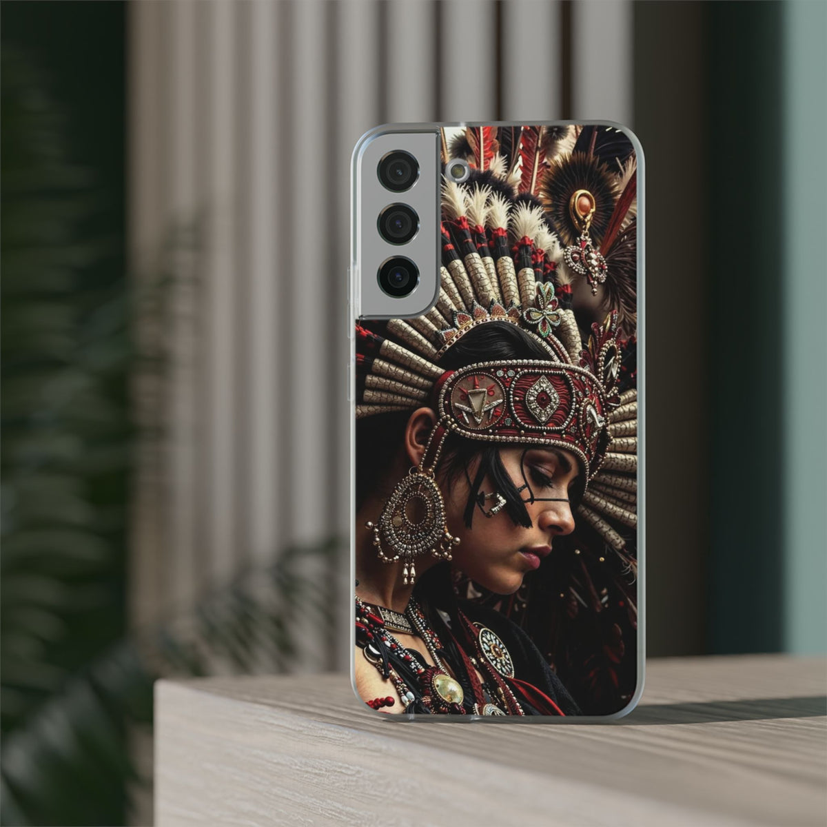 Aztec Goddess Spirit – Flexi Phone Case (iPhone & Samsung • Clear TPU • Made in USA • Personalized Option)