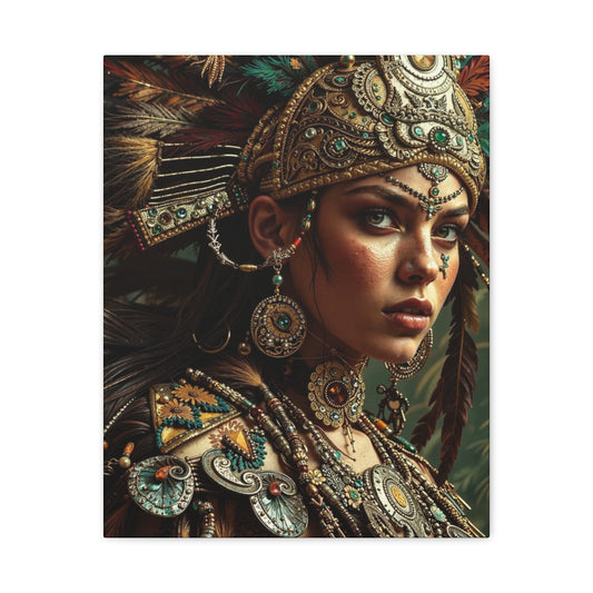 Aztec Warrior Goddess – Bold Aztec Wall Art Canvas