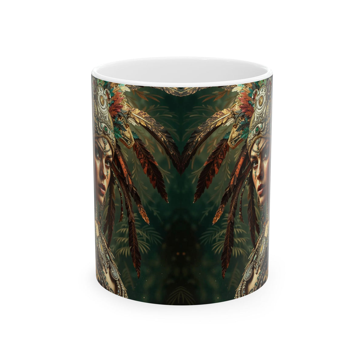 Aztec Warrior Goddess – Ceramic Mug (11oz, 15oz • Dishwasher & Microwave Safe • Made in USA • Personalized Option)