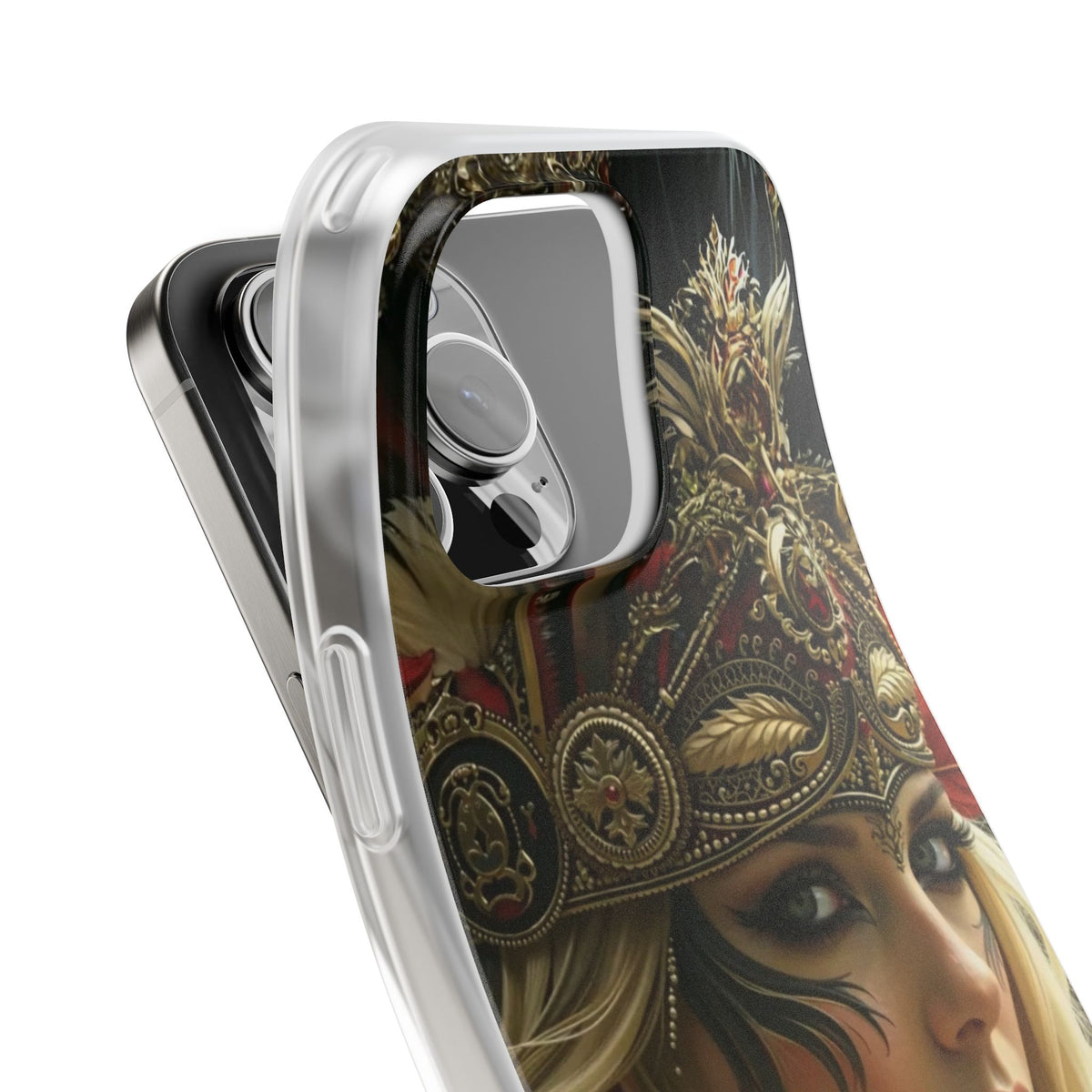 Aztec Fireheart Queen – Flexi Phone Case (iPhone & Samsung • Clear TPU • Made in USA • Personalized Option)