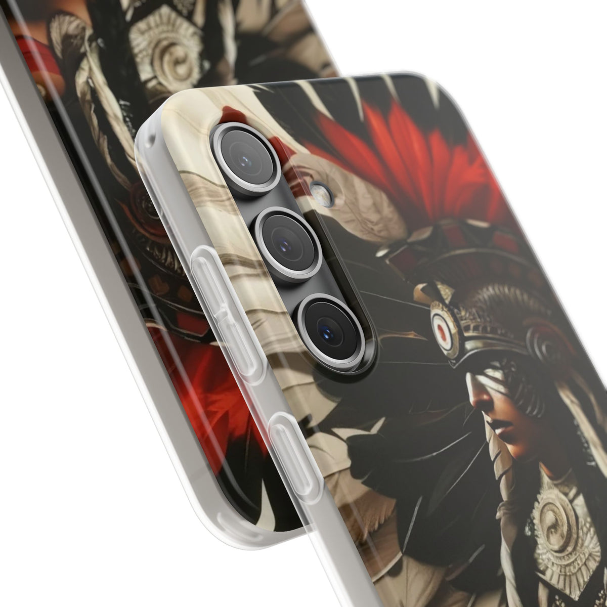 Aztec Fierce Warrior – Flexi Phone Case (iPhone & Samsung • Clear TPU • Made in USA • Personalized Option)
