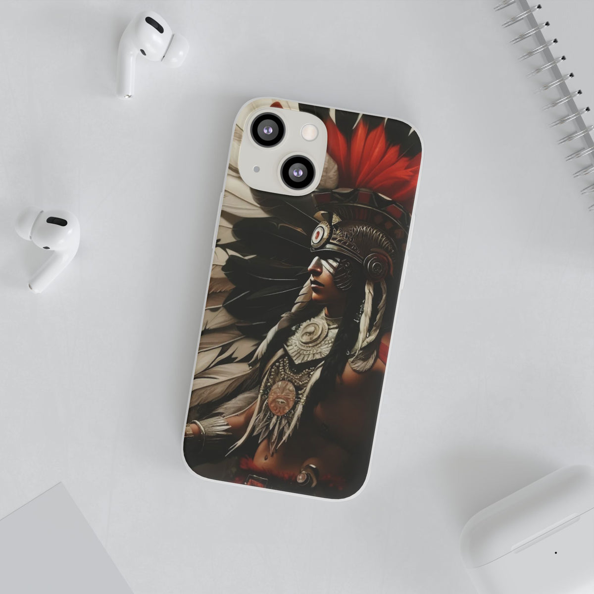 Aztec Fierce Warrior – Flexi Phone Case (iPhone & Samsung • Clear TPU • Made in USA • Personalized Option)