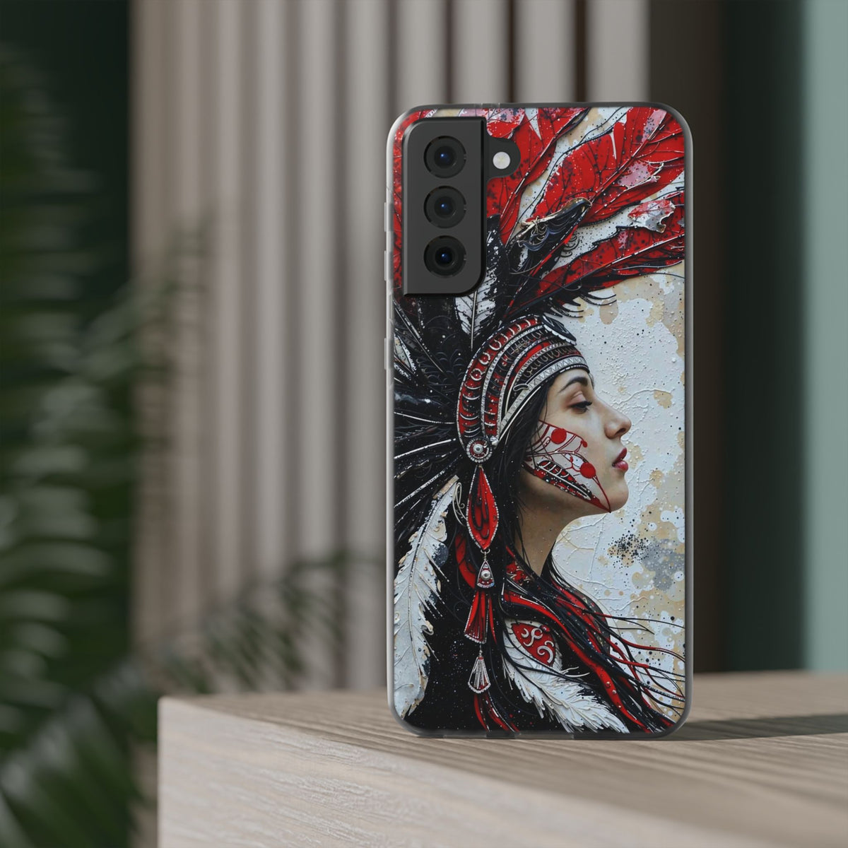 Aztec Silent Goddess – Flexi Phone Case (iPhone & Samsung • Clear TPU • Made in USA • Personalized Option)