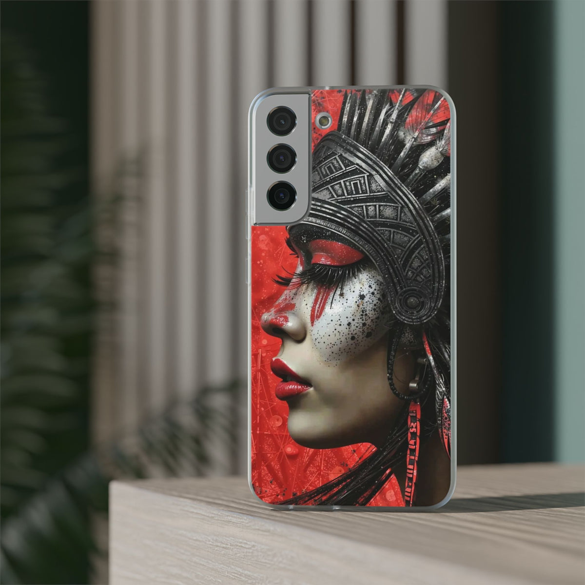 Aztec Fearless Goddess – Flexi Phone Case (iPhone & Samsung • Clear TPU • Made in USA • Personalized Option)