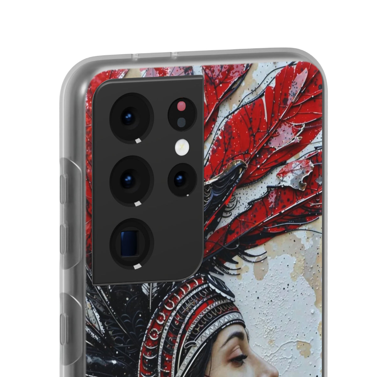 Aztec Silent Goddess – Flexi Phone Case (iPhone & Samsung • Clear TPU • Made in USA • Personalized Option)