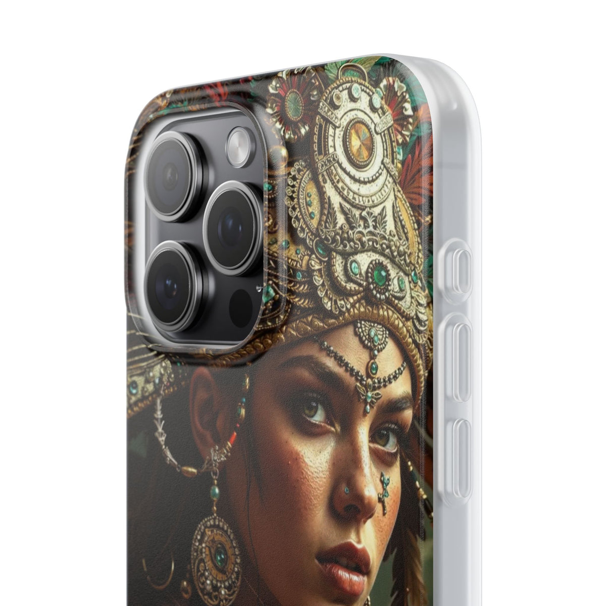 Aztec Warrior Goddess – Flexi Phone Case (iPhone & Samsung • Clear TPU • Made in USA • Personalized Option)