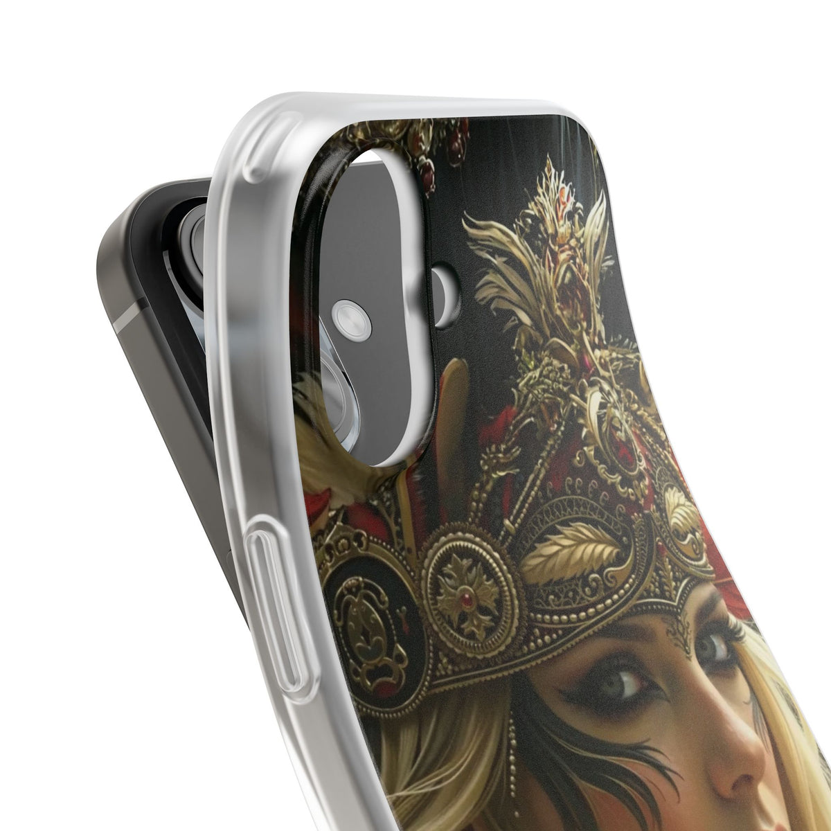 Aztec Fireheart Queen – Flexi Phone Case (iPhone & Samsung • Clear TPU • Made in USA • Personalized Option)
