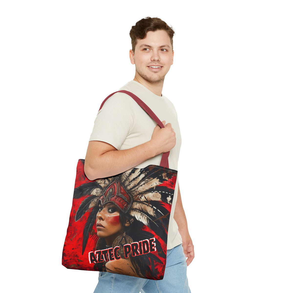 Aztec Moon Goddess Tote Bag – Aztec-Inspired Reusable Shopping Bag | GringoArte
