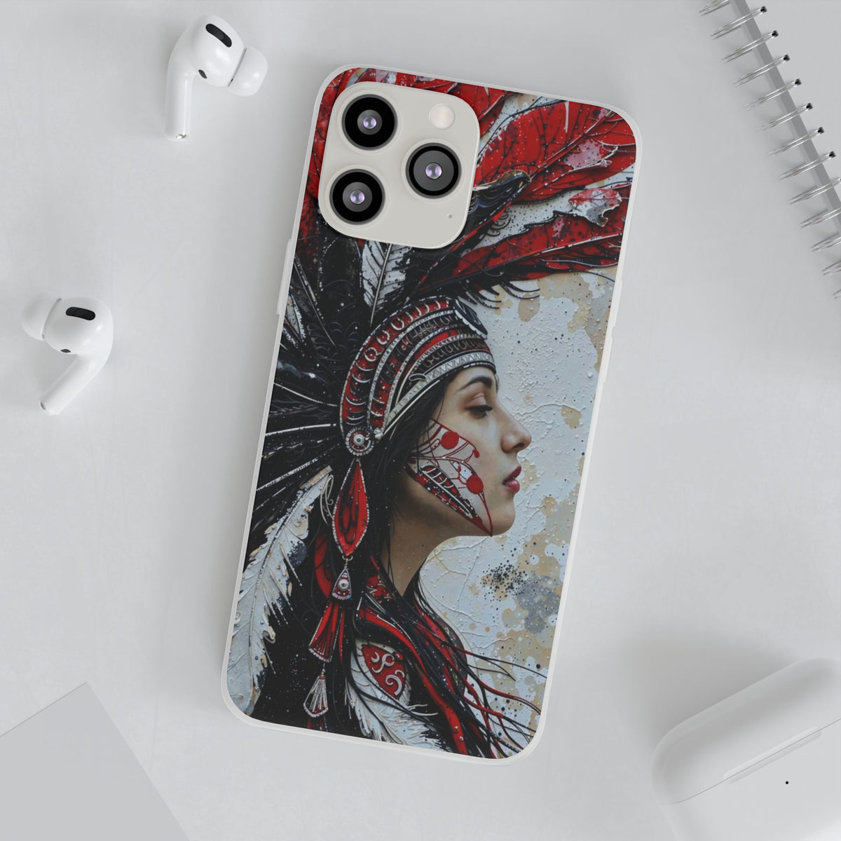 Aztec Silent Goddess – Flexi Phone Case (iPhone & Samsung • Clear TPU • Made in USA • Personalized Option)