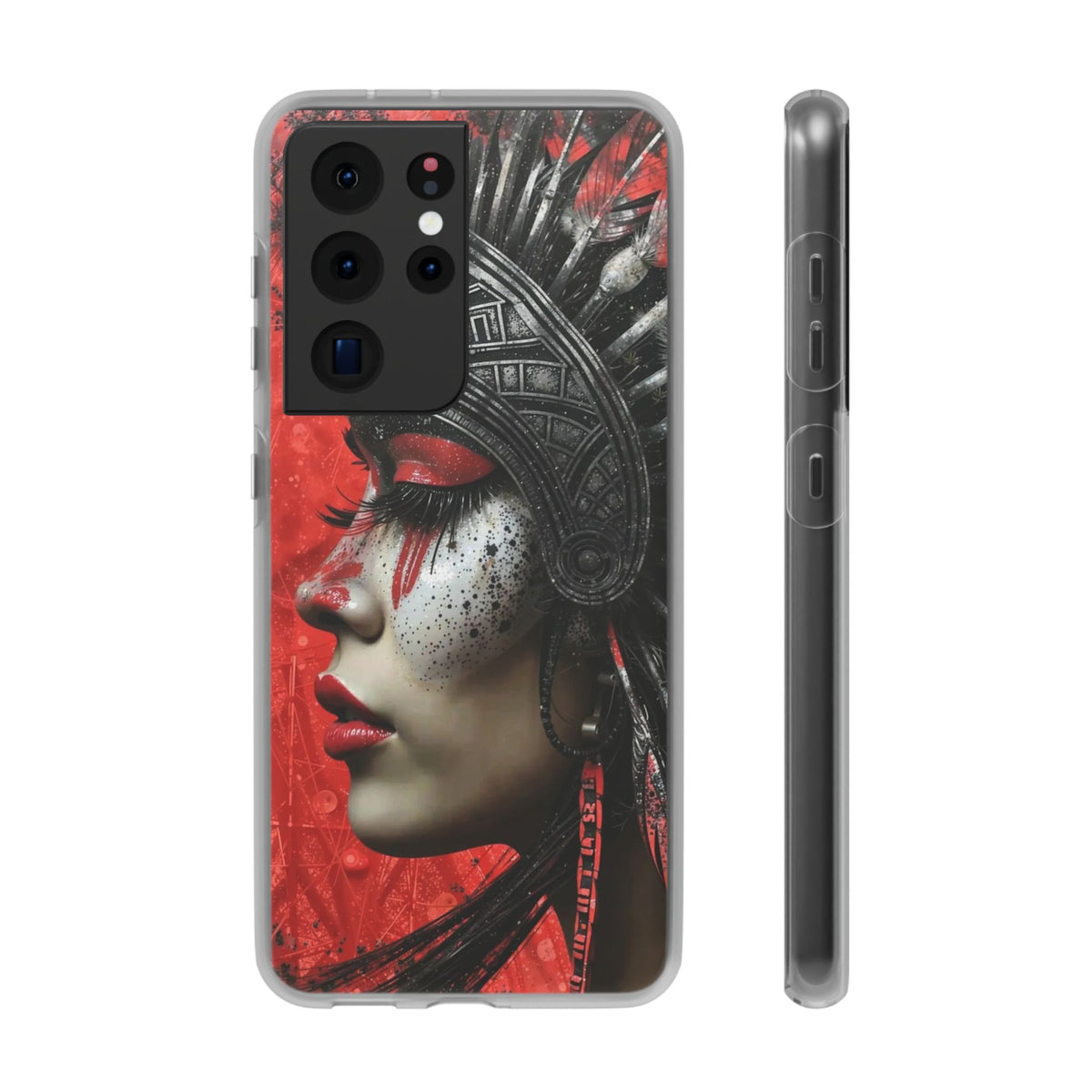 Aztec Fearless Goddess – Flexi Phone Case (iPhone & Samsung • Clear TPU • Made in USA • Personalized Option)