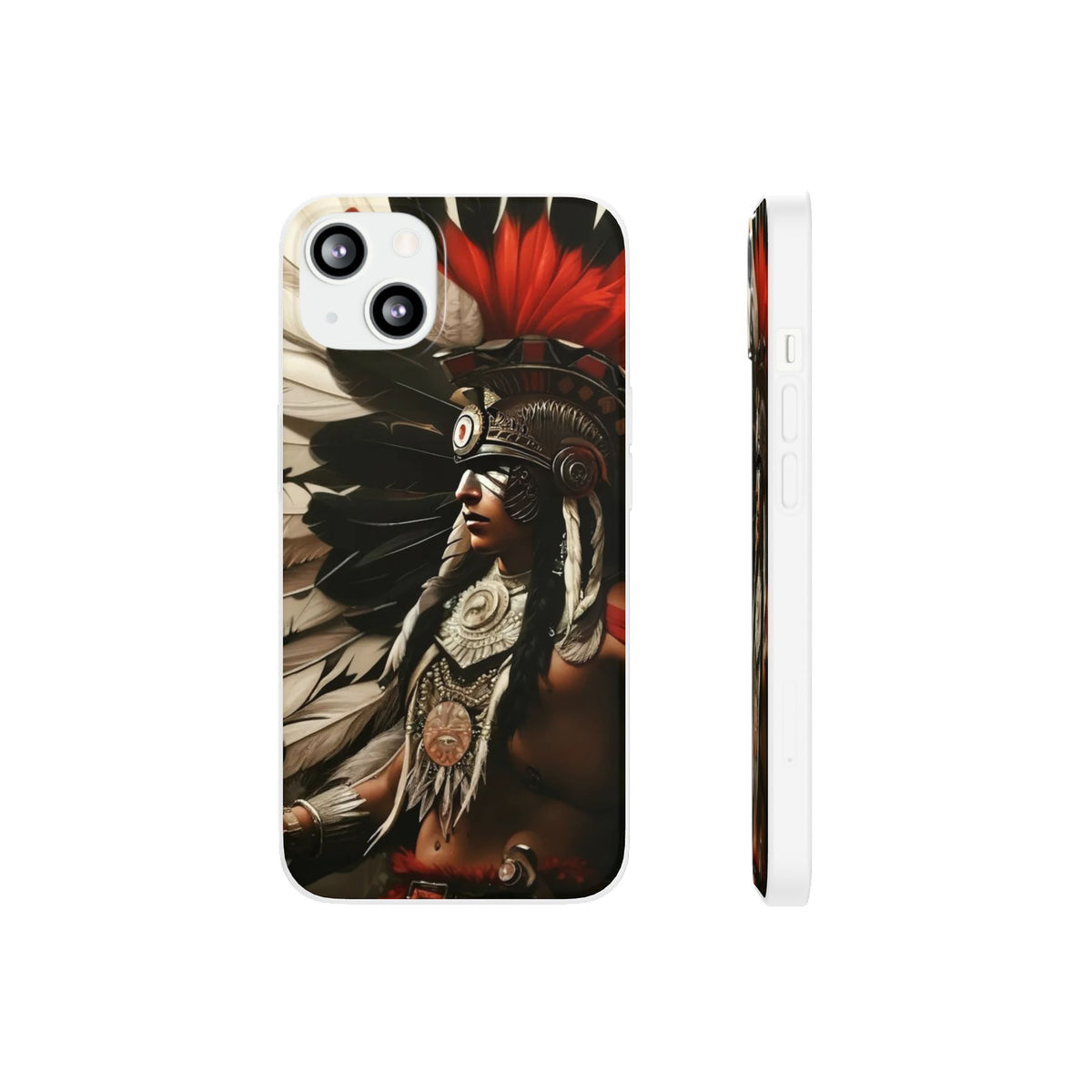 Aztec Fierce Warrior – Flexi Phone Case (iPhone & Samsung • Clear TPU • Made in USA • Personalized Option)