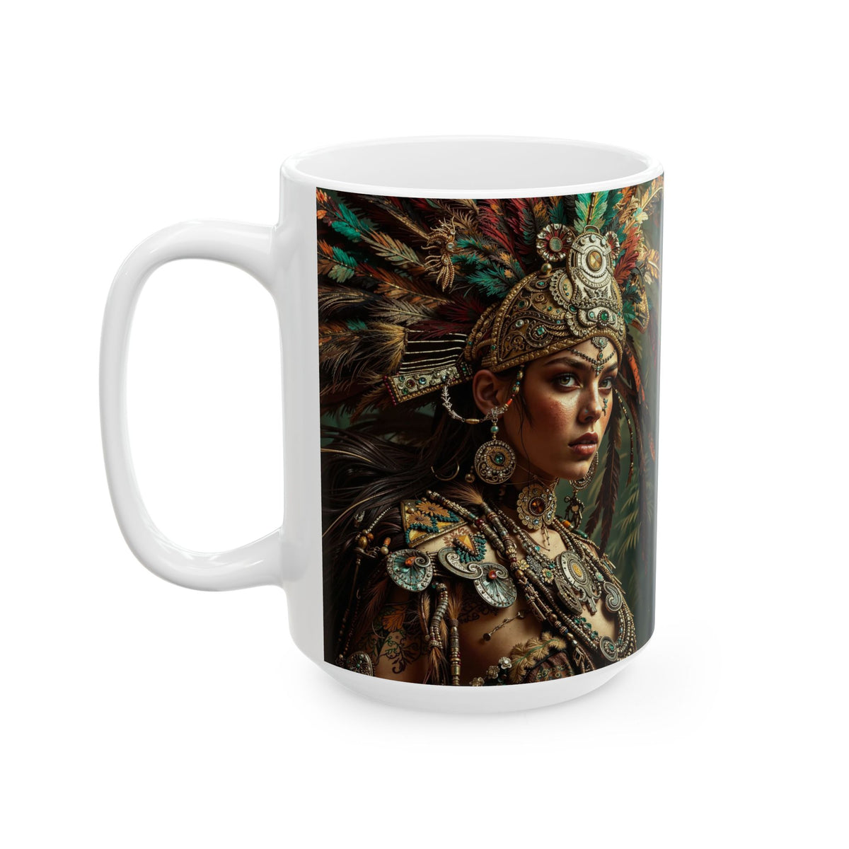 Aztec Warrior Goddess – Ceramic Mug (11oz, 15oz • Dishwasher & Microwave Safe • Made in USA • Personalized Option)