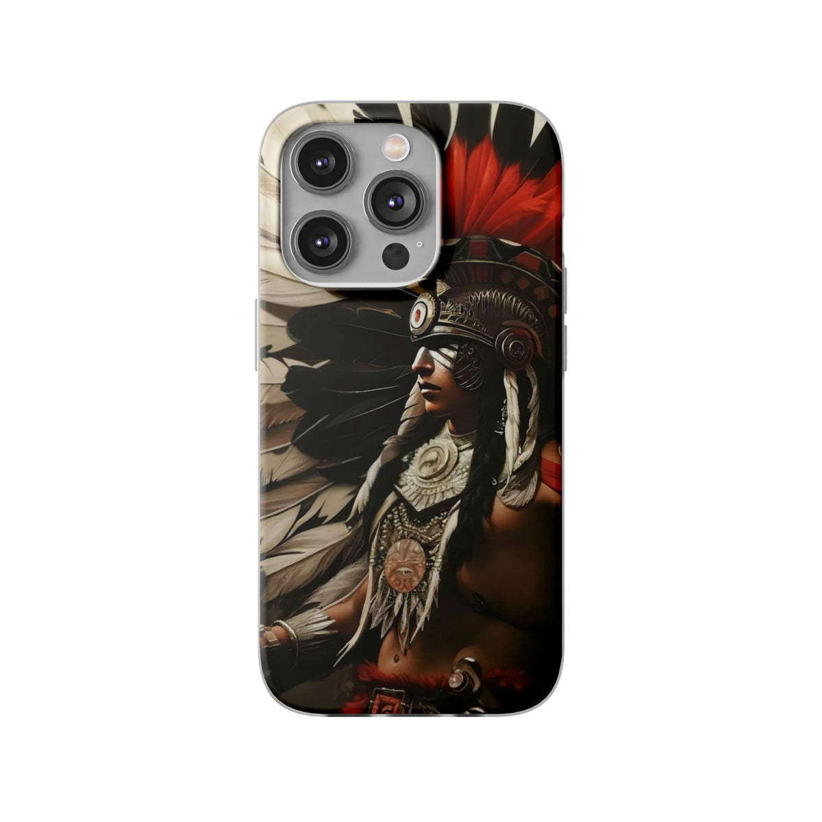 Aztec Fierce Warrior – Flexi Phone Case (iPhone & Samsung • Clear TPU • Made in USA • Personalized Option)