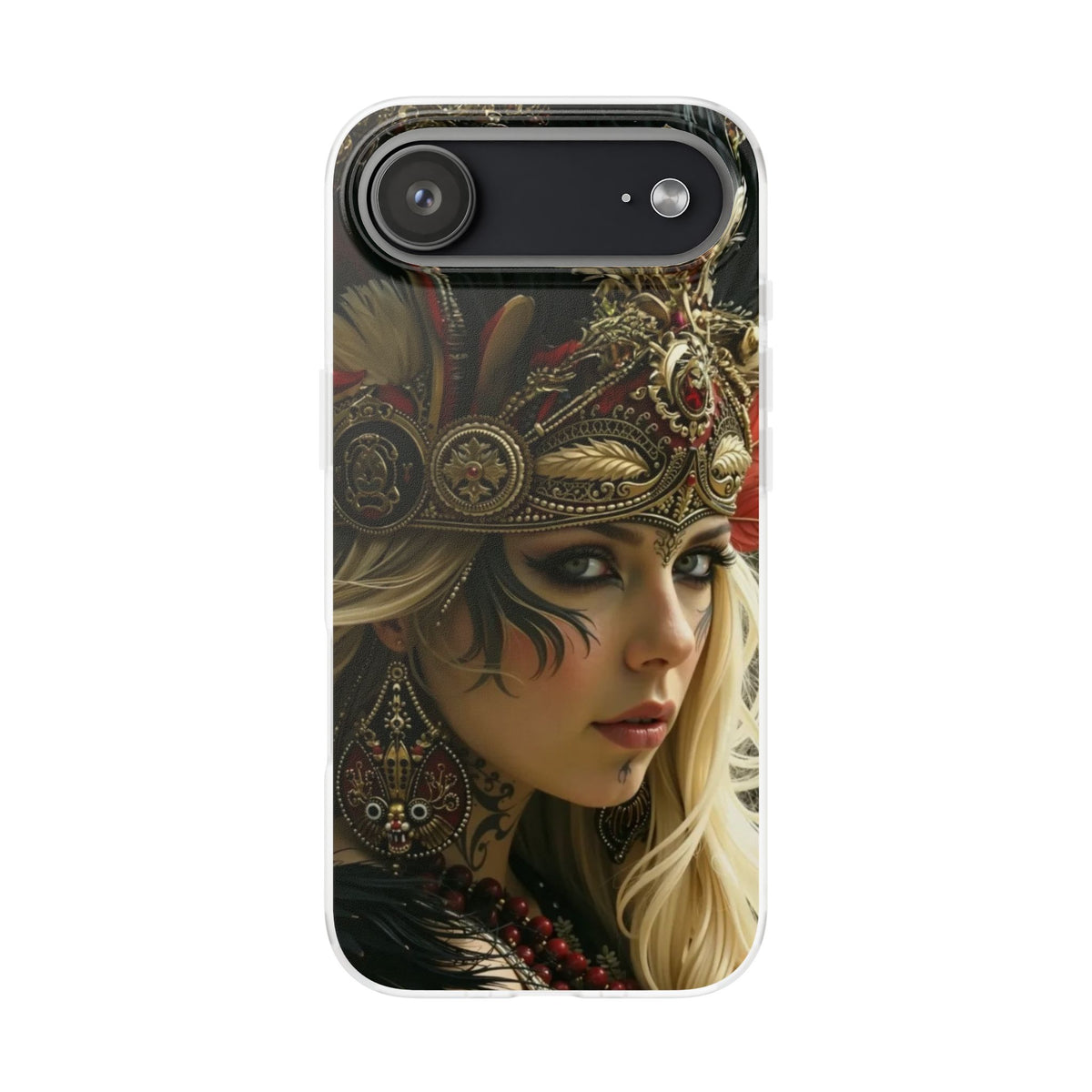 Aztec Fireheart Queen – Flexi Phone Case (iPhone & Samsung • Clear TPU • Made in USA • Personalized Option)