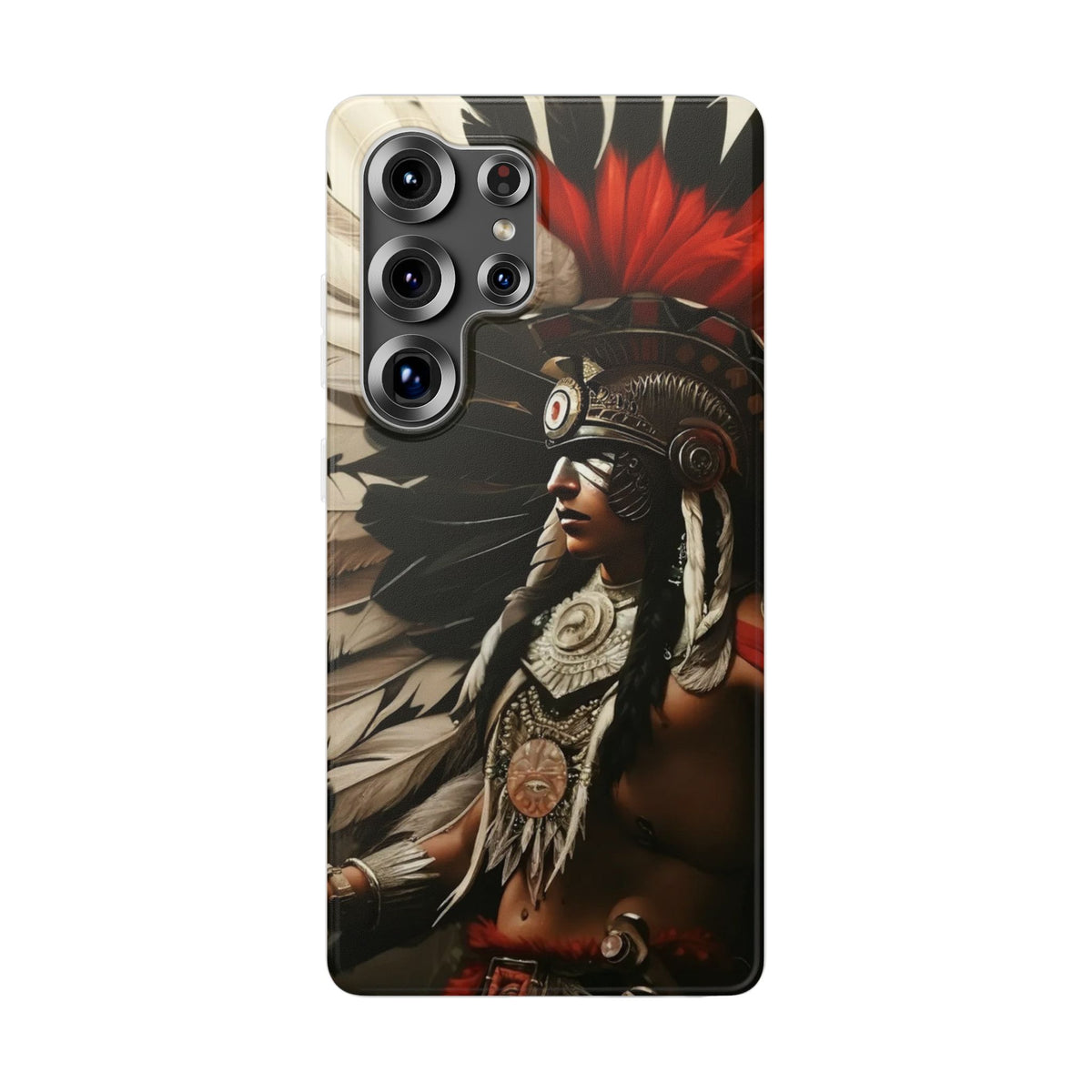 Aztec Fierce Warrior – Flexi Phone Case (iPhone & Samsung • Clear TPU • Made in USA • Personalized Option)