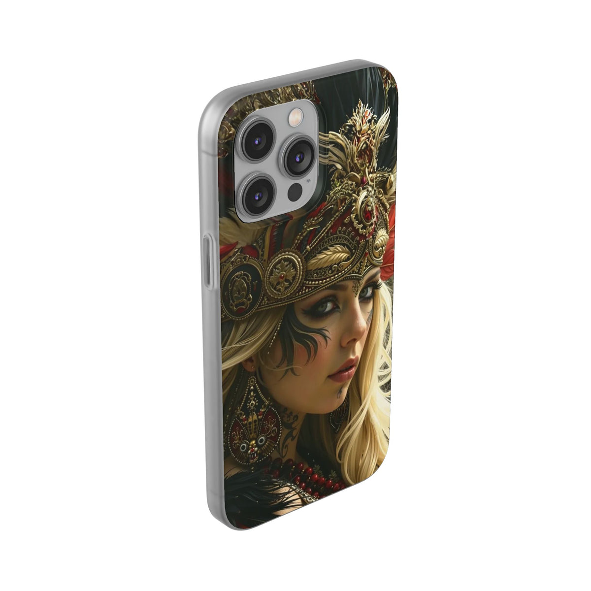 Aztec Fireheart Queen – Flexi Phone Case (iPhone & Samsung • Clear TPU • Made in USA • Personalized Option)