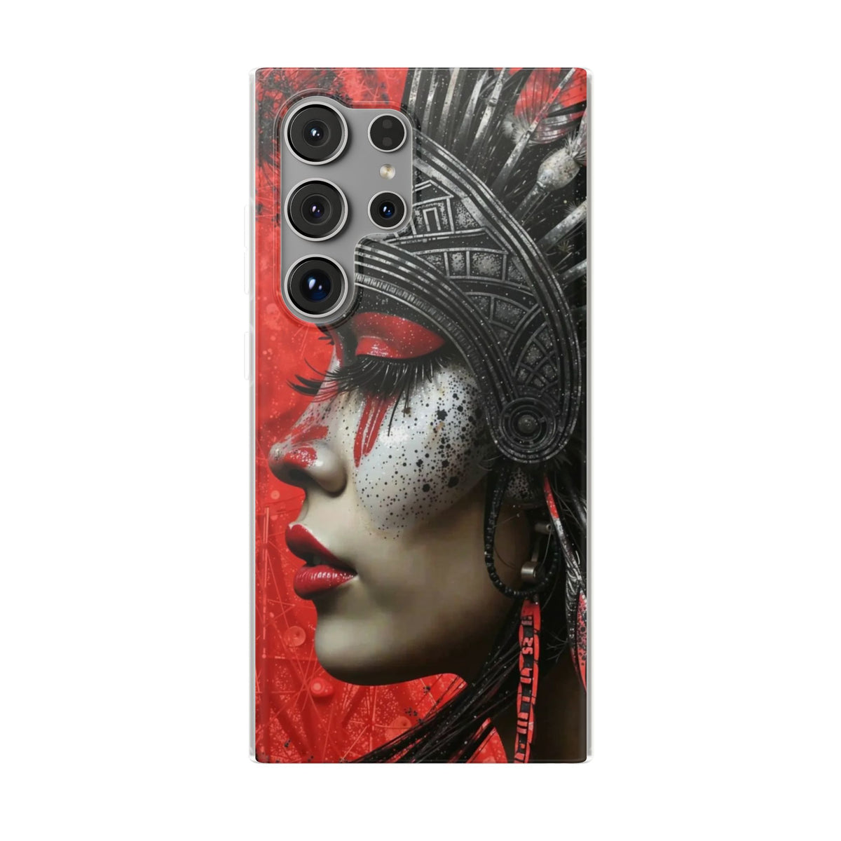 Aztec Fearless Goddess – Flexi Phone Case (iPhone & Samsung • Clear TPU • Made in USA • Personalized Option)
