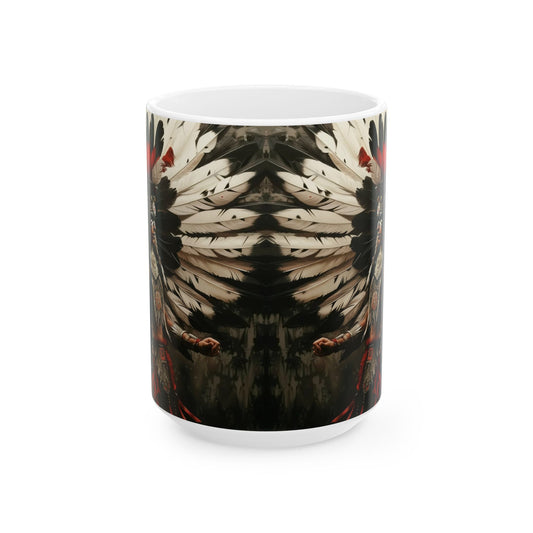Aztec Fierce Warrior – Ceramic Mug (11oz, 15oz • Dishwasher & Microwave Safe • Made in USA • Personalized Option)