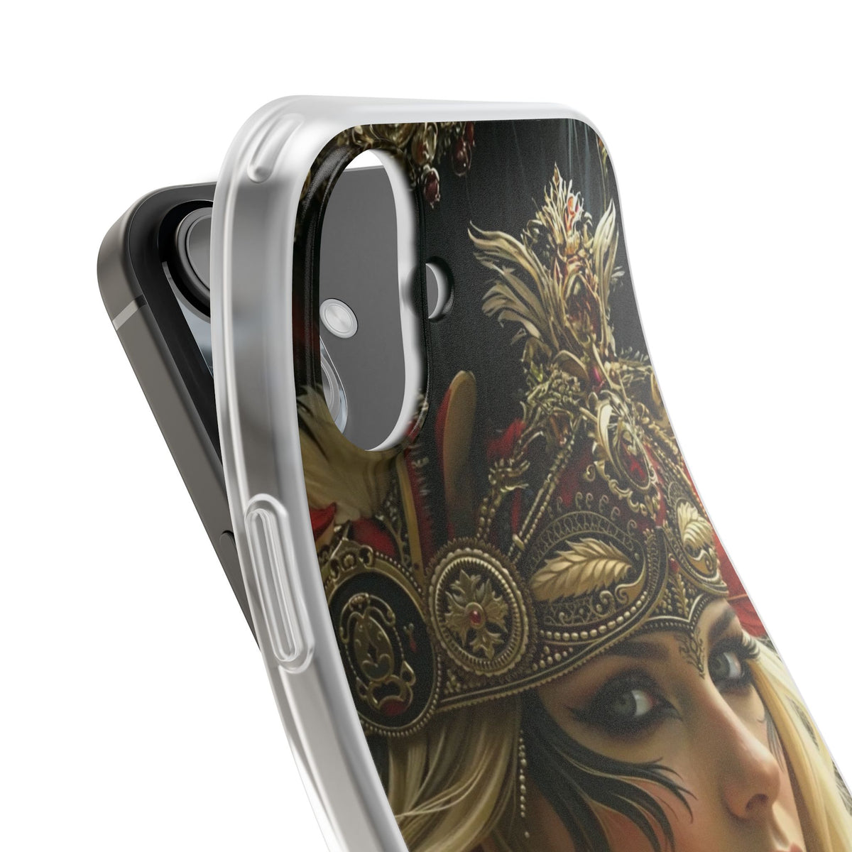 Aztec Fireheart Queen – Flexi Phone Case (iPhone & Samsung • Clear TPU • Made in USA • Personalized Option)