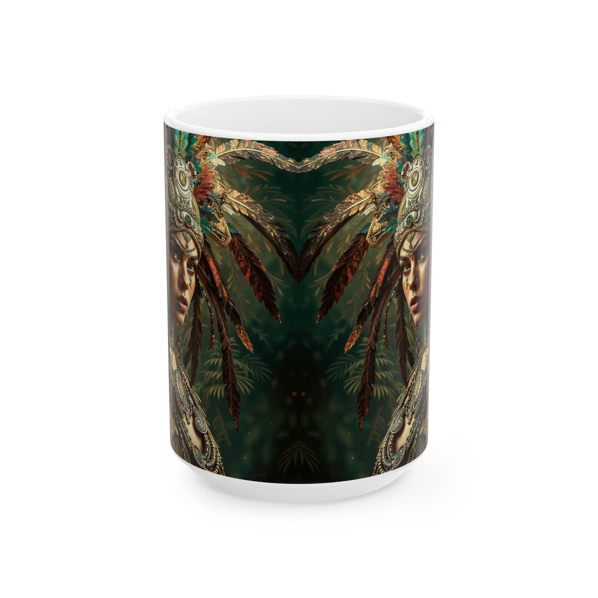 Aztec Warrior Goddess – Ceramic Mug (11oz, 15oz • Dishwasher & Microwave Safe • Made in USA • Personalized Option)