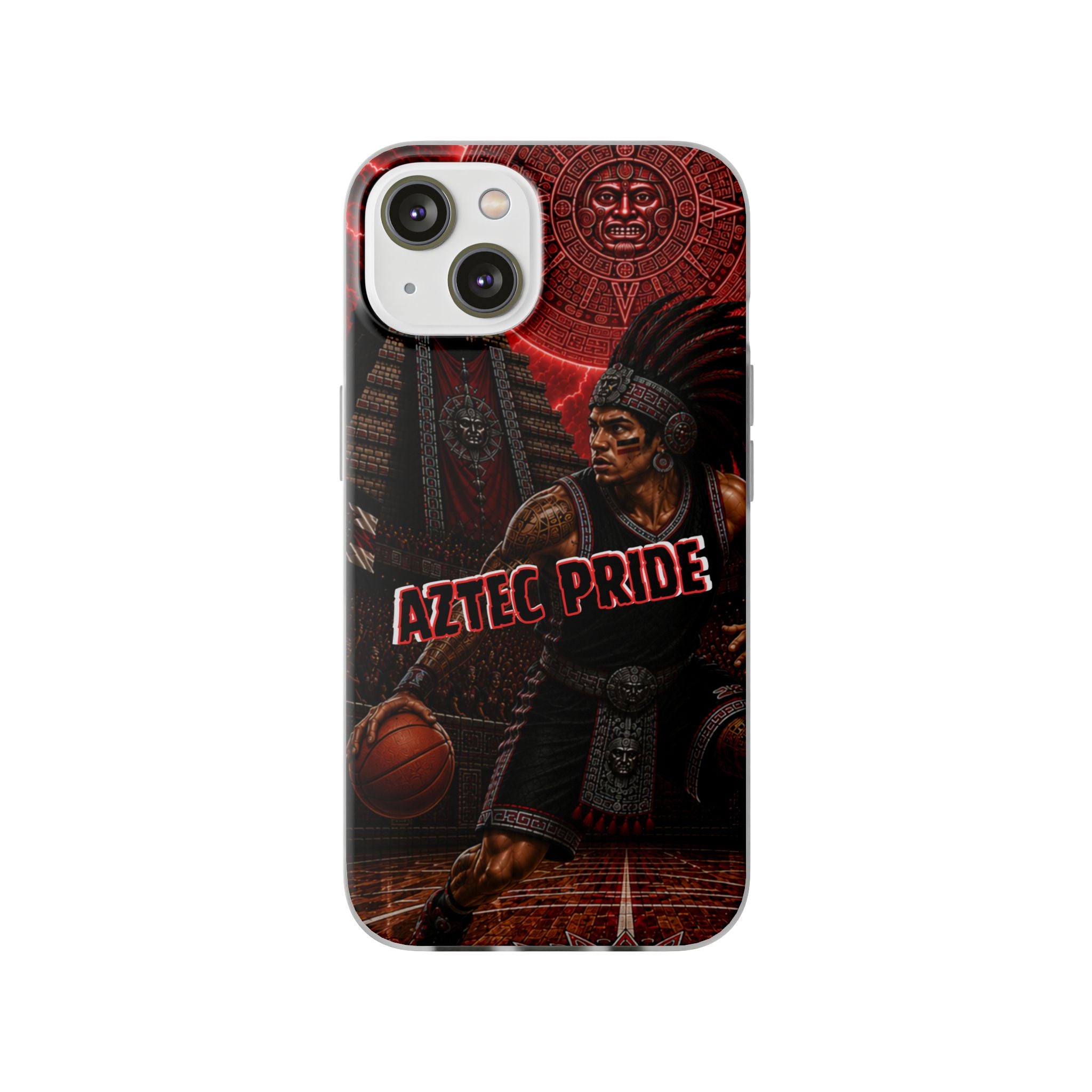 Aztec Basketall Warrior – Flexi Phone Case (iPhone & Samsung • Clear TPU • Made & Shipped in the USA • 🚚 FREE USA Shipping • Personalized Option)