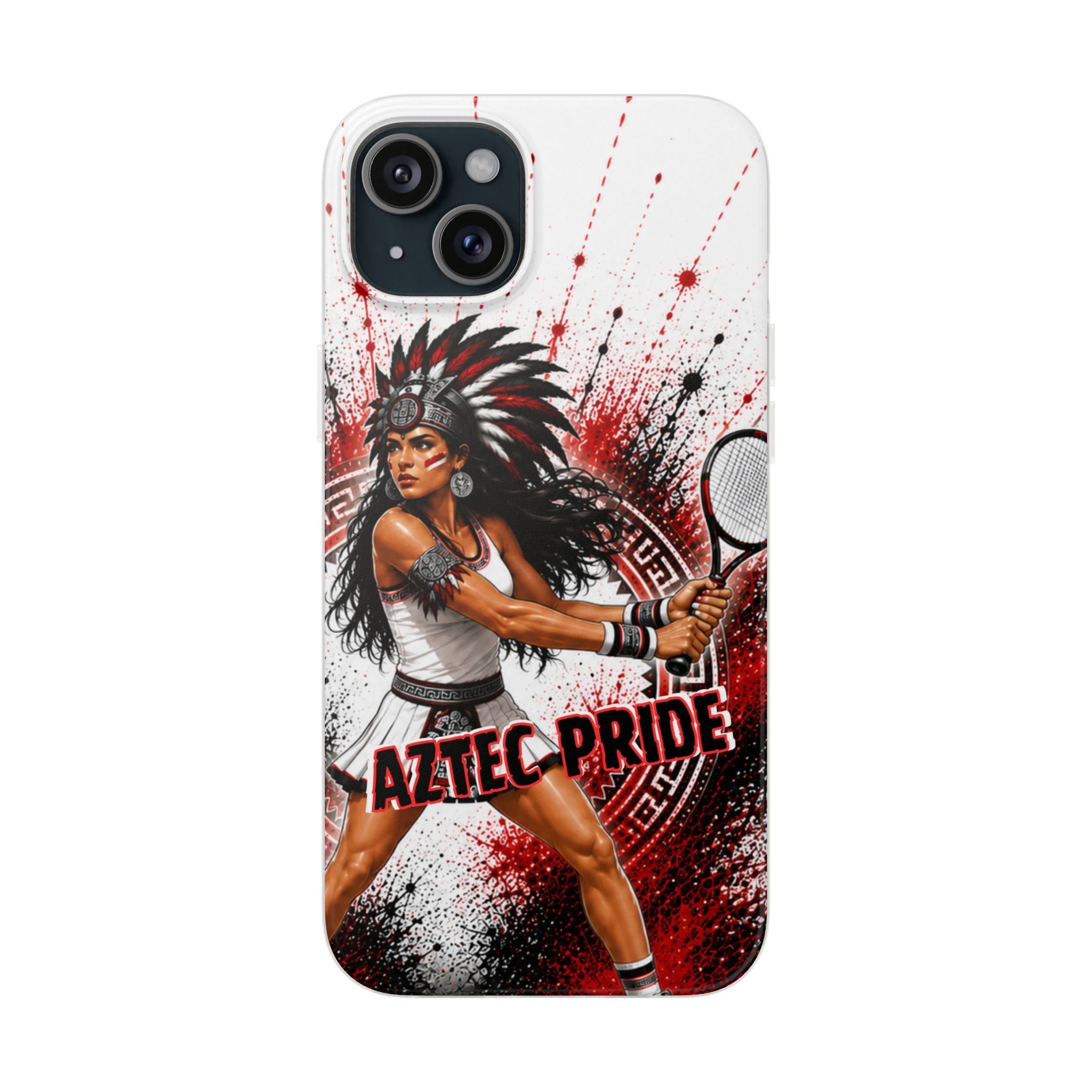 Aztec Tennis Female Warrior – Flexi Phone Case (iPhone & Samsung • Clear TPU • Made & Shipped in the USA • 🚚 FREE USA Shipping • Personalized Option)